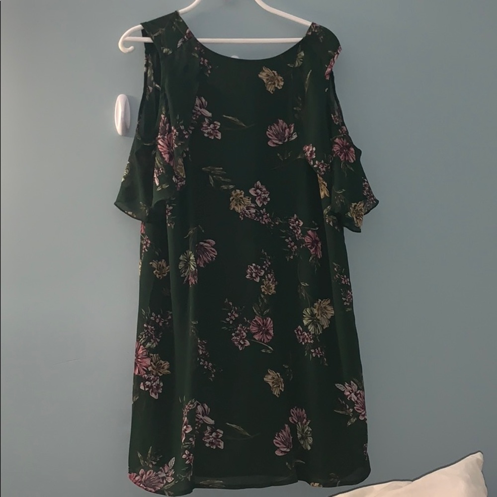 Floral dark green dress